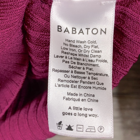 Aritzia Babaton Zander Ribbed Turtleneck Long Sleeve Raspberry Sz M - Picture 5 of 9